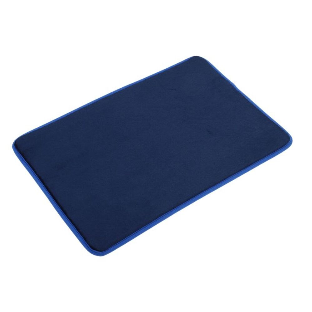 Solid Color Pattern Bathroom Rugs, Polyester Bath Mat Navy Blue